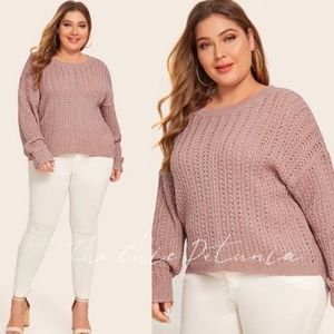 PLUS pink cable knit sweater